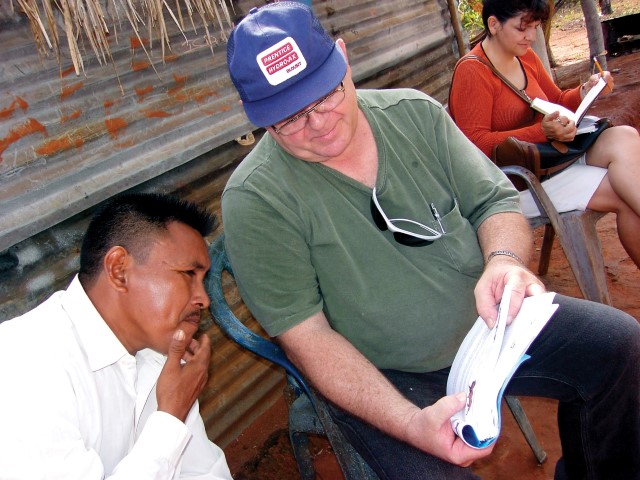 Mark Cain discipling a Guahibo believer Mark Cain discipling a Guahibo believer