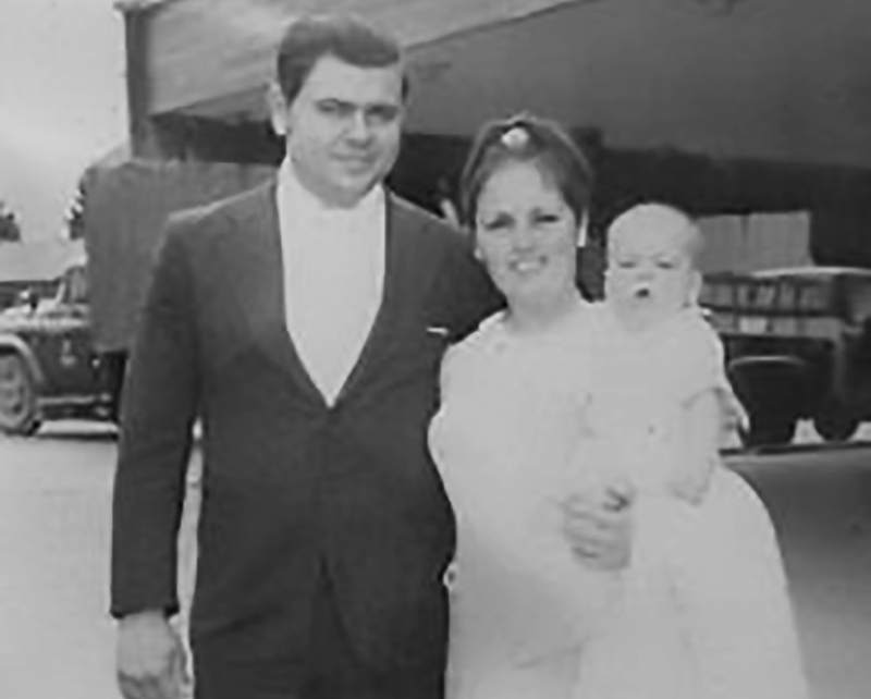 Mark and Joyce Cain with baby Brad after stepping off the airplane in Bogotá, Colombia Mark and Joyce Cain with baby Brad after stepping off the airplane in Bogotá, Colombia