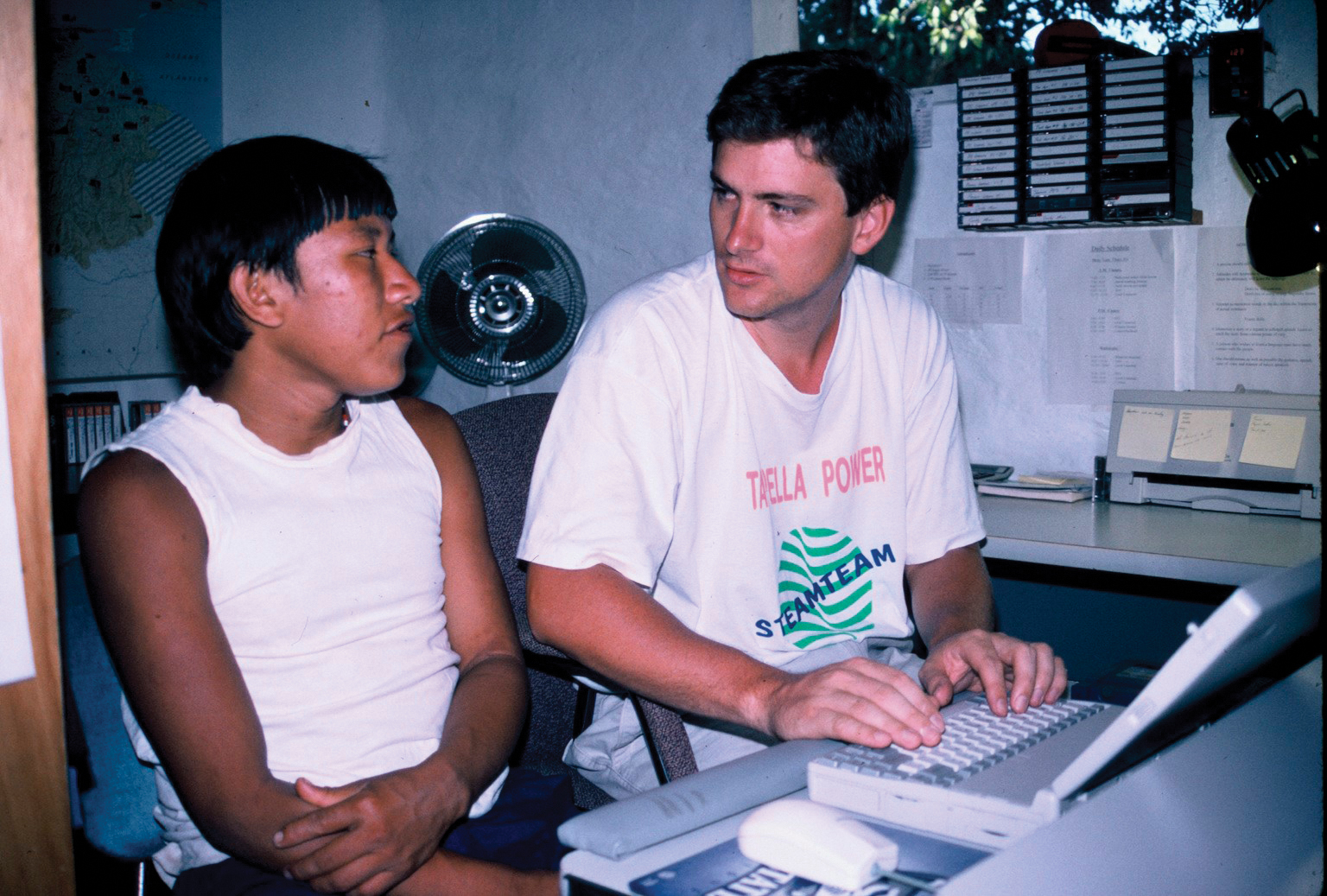 Steve with his language helper, Ikyutai, helping him break down the Joti language. Steve with his language helper, Ikyutai, helping him break down the Joti language.