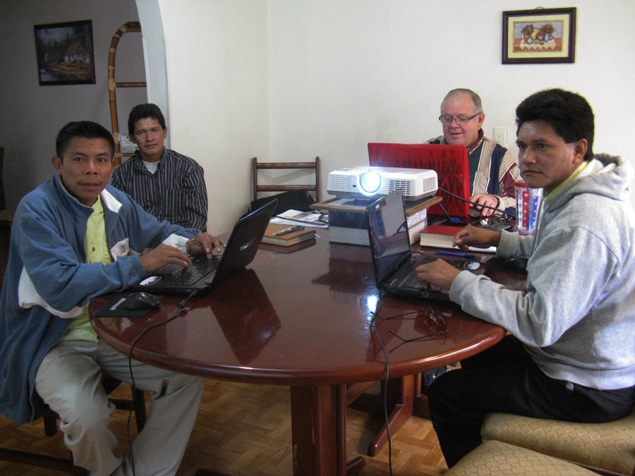 Working on Bible Study Lessons New Leadership working with Computers