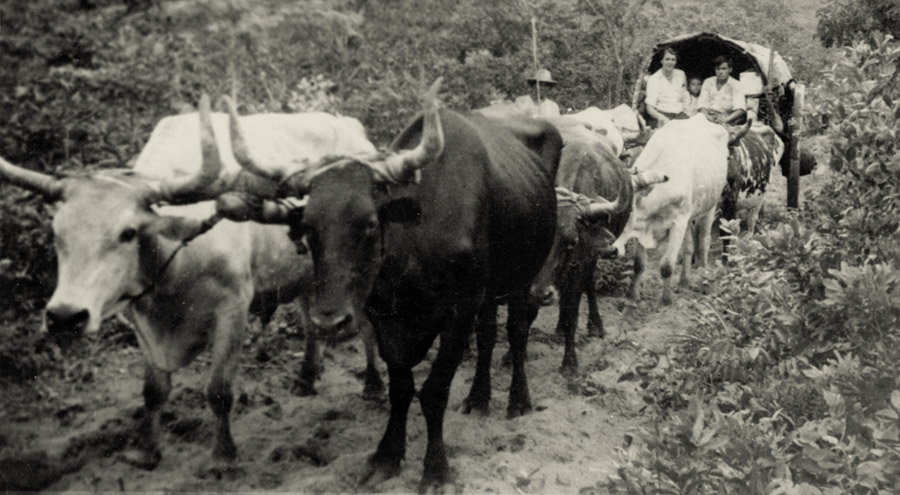 Dorothy Dye traveling to another village