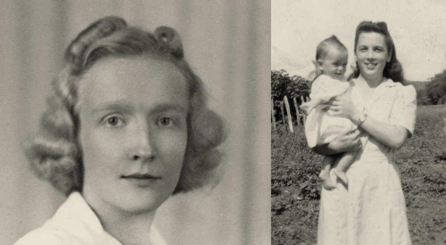 Jean Dye Johnson; Audrey Bacon with baby Avis